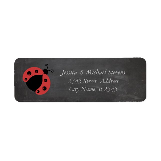 Trendy romantic ladybug chalkboard label (Front)
