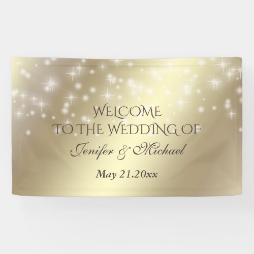 Trendy romantic sparkles golden look wedding banner