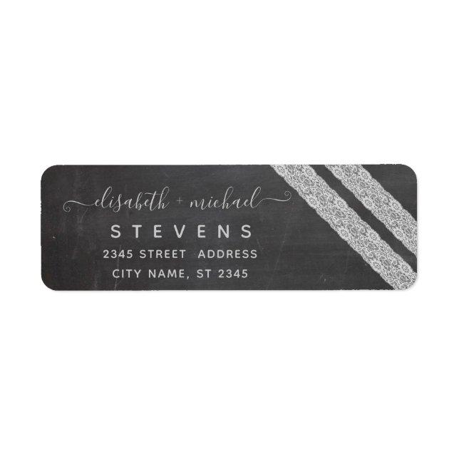 Trendy romantic stylish lace chalkboard label (Front)