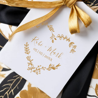 Trendy Romantic Wildflowers Twigs Heart Wedding Rubber Stamp