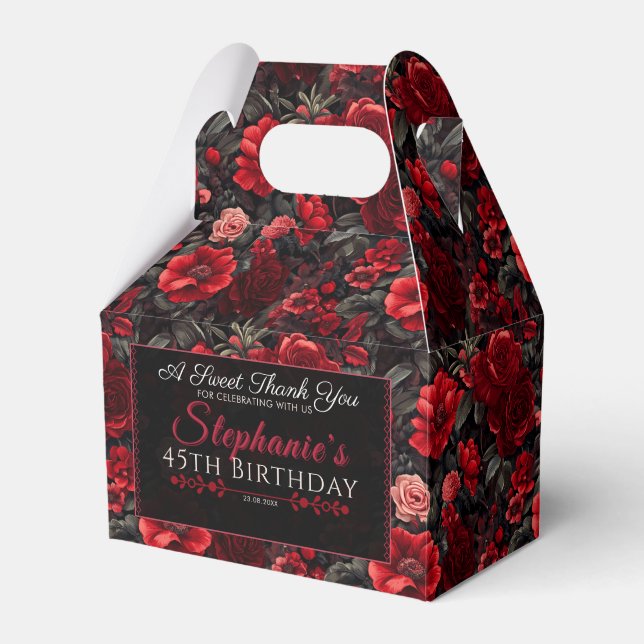 Trendy Rose Birthday Favor Box For Dessert Table (Front Side)