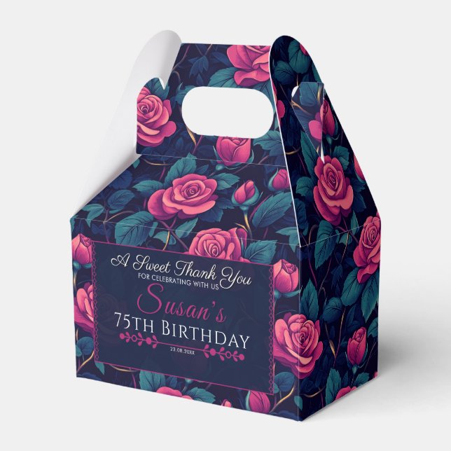 Trendy Rose Birthday Favor Box For Milestone Birth (Front Side)