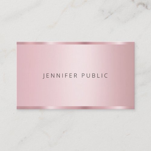 Trendy Rose Gold Color Template Modern Elegant Business Card