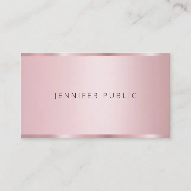 Trendy Rose Gold Color Template Modern Elegant Business Card | Zazzle