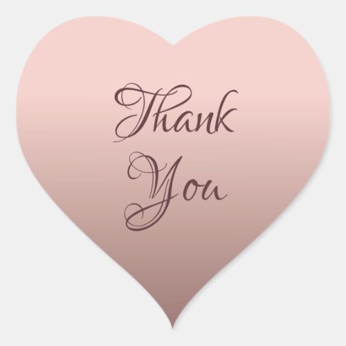 Trendy Rose Gold Color Template Thank You Text Heart Sticker