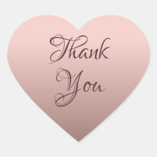 Trendy Rose Gold Color Template Thank You Text Heart Sticker