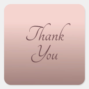 Trendy Rose Gold Color Thank You Template Elegant Square Sticker