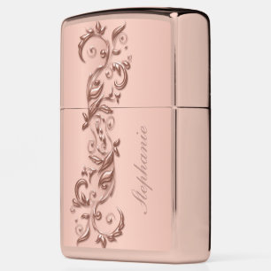 Trendy Rose Gold Design with DIY Text Zippo Lighter