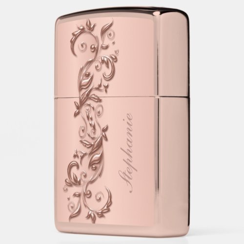Trendy Rose Gold Design with DIY Text Zippo Lighter