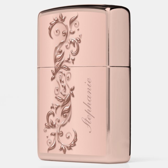 Trendy Rose Gold Design with DIY Text Zippo Lighter (Left)