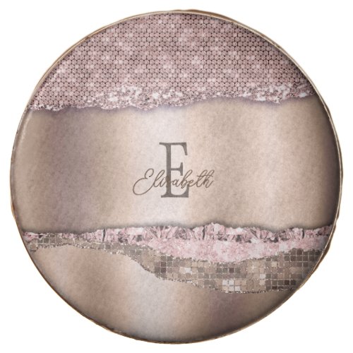 Trendy Rose Gold Diamonds Glitter Monogram Chocolate Covered Oreo