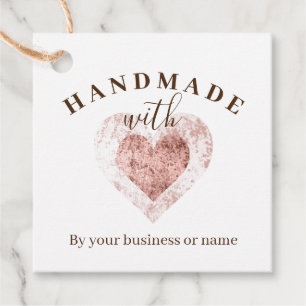 Trendy Rose Gold Effect Handmade with Love Artisan Favor Tags
