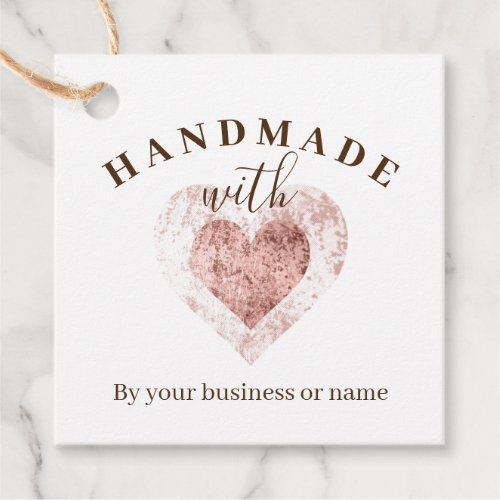 Trendy Rose Gold Effect Handmade with Love Artisan Favor Tags