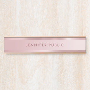 Trendy Rose Gold Elegant Modern Simple Template Door Sign