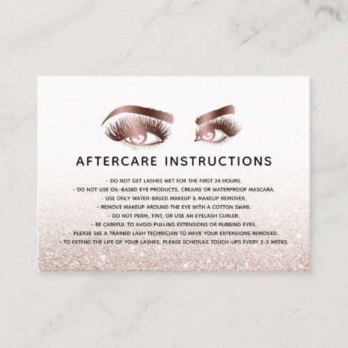Trendy Rose Gold Eye Rose Gold Glitter  Aftercare Referral Card