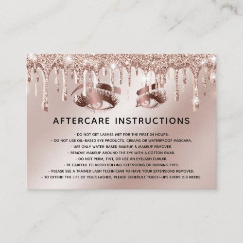 Trendy Rose Gold Eye with Gold Drips Aftercare Referral Card
