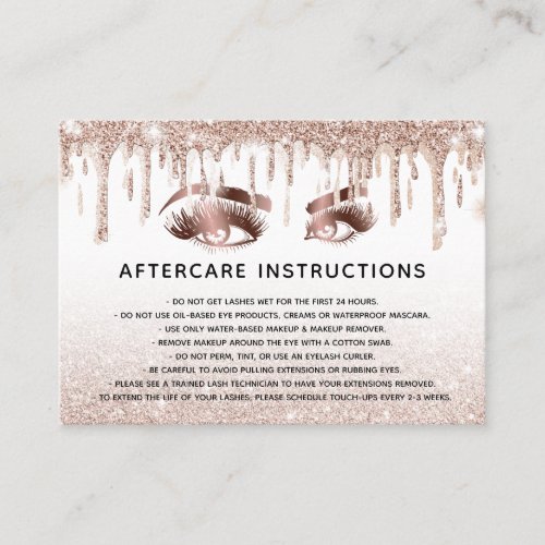 Trendy Rose Gold Eye with Gold Drips Aftercare Referral Card