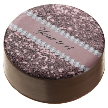 Trendy Rose Gold Faux Glitter And Diamonds Chocolate Dipped Oreo by glamgoodies at Zazzle