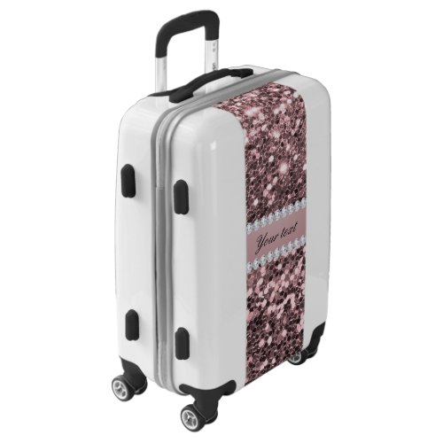 Trendy Rose Gold Faux Glitter and Diamonds Luggage