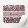 Trendy Rose Gold Faux Glitter and Diamonds Mouse Pad | Zazzle