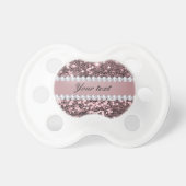 Trendy Rose Gold Faux Glitter and Diamonds Pacifier (Front)