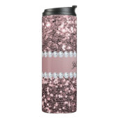 Trendy Rose Gold Faux Glitter and Diamonds Thermal Tumbler (Rotated Left)