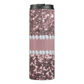 Trendy Rose Gold Faux Glitter and Diamonds Thermal Tumbler (Back)