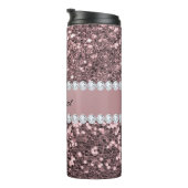 Trendy Rose Gold Faux Glitter and Diamonds Thermal Tumbler (Rotated Right)