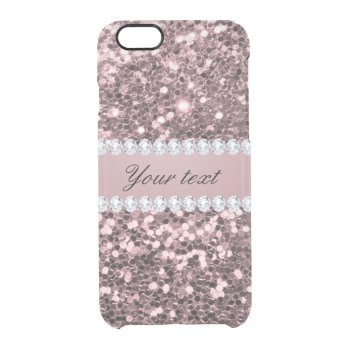 Trendy Rose Gold Faux Glitter And Diamonds Clear Iphone 6/6s Case by glamgoodies at Zazzle