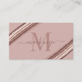 Trendy Rose Gold Foil Copper Brush Monogram Business Card
