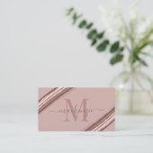 Trendy Rose Gold Foil Copper Brush Monogram Business Card (Standing Front)