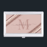 Trendy Rose Gold Foil Copper Brush Monogram Business Card Case<br><div class="desc">Trendy Rose Gold Foil Copper Brush Monogram Business Card Case featuring your custom monogram and details with our chic luxury brush strokes in shades of rose gold,  copper,  bronze,  and blush clay. Perfect for your glam girly aesthetic!</div>