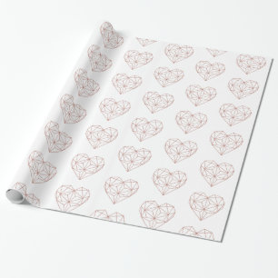 Trendy Rose Gold Foil Geometric Heart Pattern Wrapping Paper