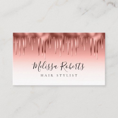 trendy rose gold foil hair stylist business card