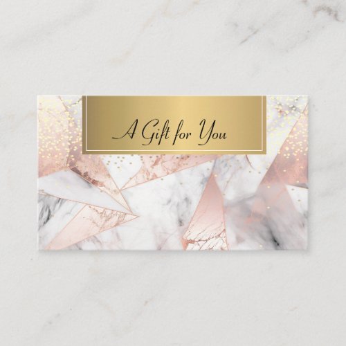 Trendy Rose Gold Geometric Marble Discount Card