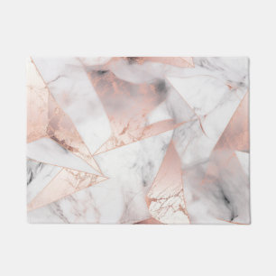 Trendy Rose Gold Geometric Marble Doormat