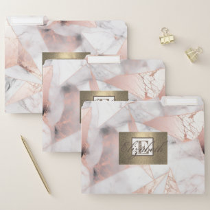Trendy Rose Gold Geometric Marble File Folder