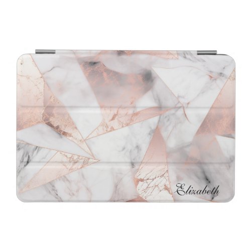 Trendy Rose Gold Geometric Marble iPad Mini Cover