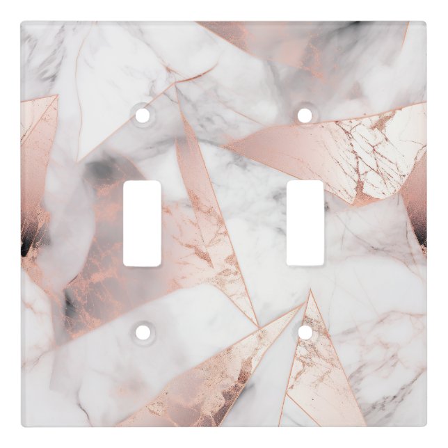 Trendy Rose Gold Geometric Marble  Light Switch Cover (Front)