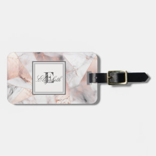 Trendy Rose Gold Geometric Marble Luggage Tag