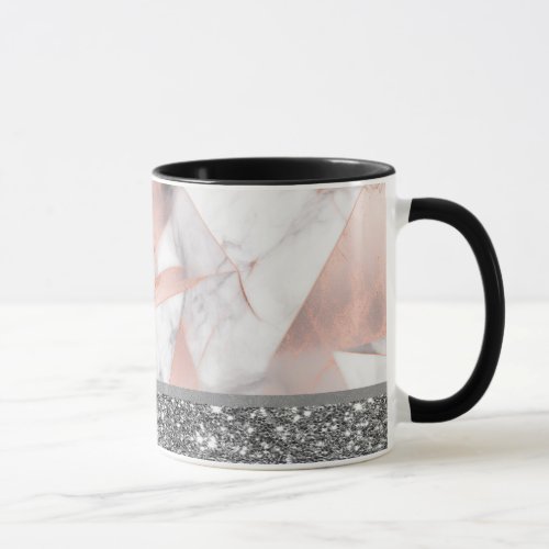 Trendy Rose Gold Geometric Marble Mug