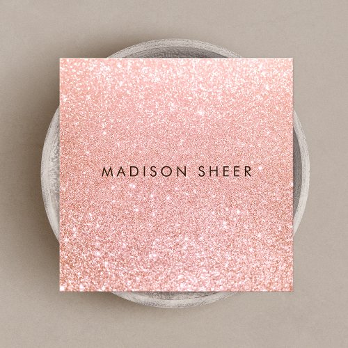 Trendy Rose Gold Glitter Beauty Stylist Square Business Card