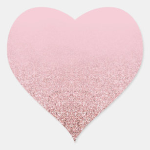 Trendy Rose Gold Glitter Blank Elegant Template Heart Sticker