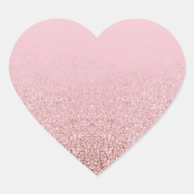 Trendy Rose Gold Glitter Blank Elegant Template Heart Sticker (Front)