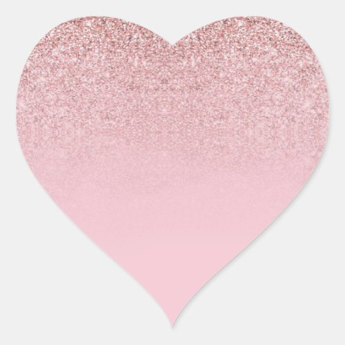 Trendy Rose Gold Glitter Blank Template Modern Heart Sticker