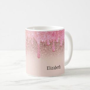 Trendy Rose Gold Glitter Drips Coffee Mug