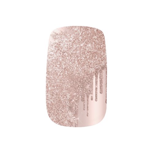 Trendy rose gold glitter drips cute minx nail art