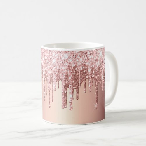 Trendy Rose Gold Glitter Drips Graphic Coffee Mug