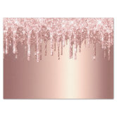 Rose gold glitter drips pink girly luxury tissue paper