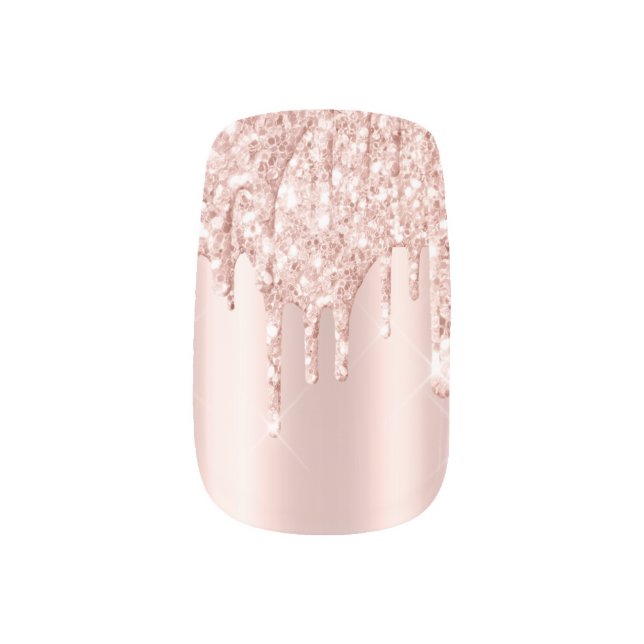Trendy Rose Gold Glitter Drips Luxury Minx Nail Art (Left Thumb)